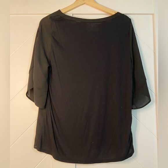 Black LOFT blouse with sleeve detail - Picture 2 of 4